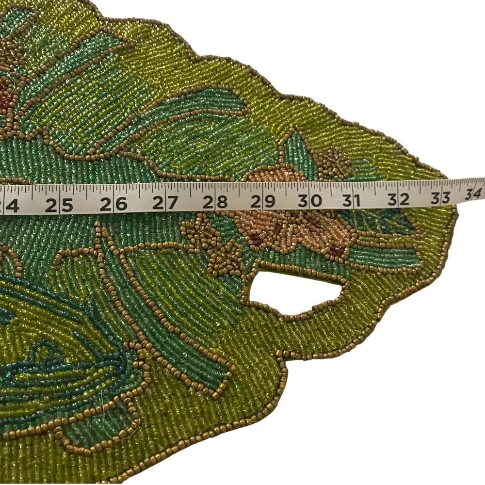 Pier 1 Imports SKU # 2510933 Beaded Palm Leaf Table Runner 100% Cotton 12